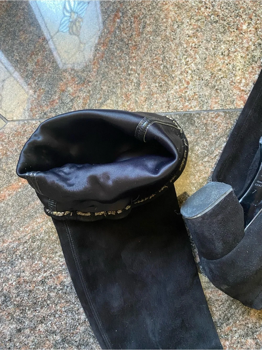 Casadei Black Over-the-Knee Suede Stretch Boots, Size 7